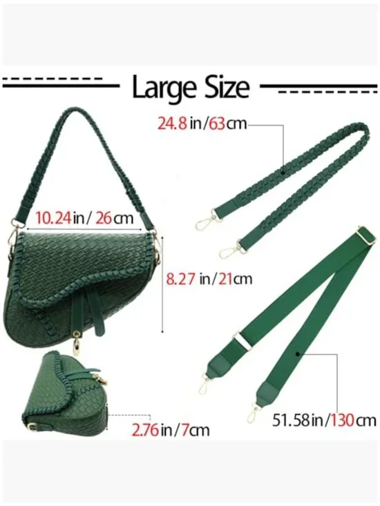 Saddle Shoulder Bag Crossbody Satchel Handbag Woven Imitation Crocodile Leather - Picture 5 of 6